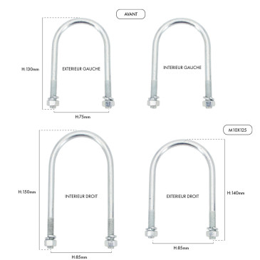 Flange anteriori Suzuki Santana 410 stretto fino a 4 molle a balestra