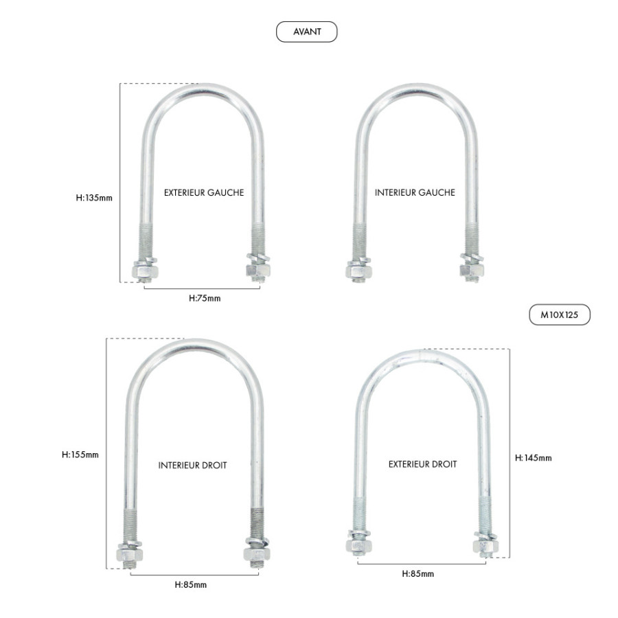 Flange anteriori Suzuki Santana 410 stretto fino a 5 molle a balestra