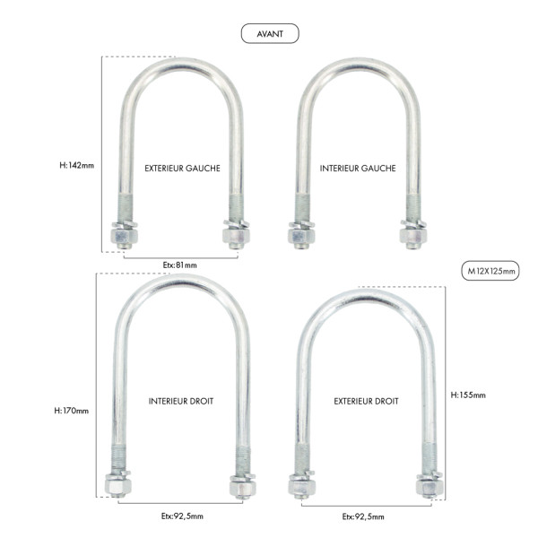 Flange anteriori Suzuki Santana 413 stretto fino a 4 molle a balestra