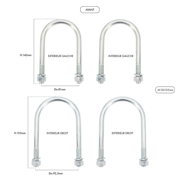 Flanges dianteiras para Suzuki Santana Samurai até 4 lâminas de molas