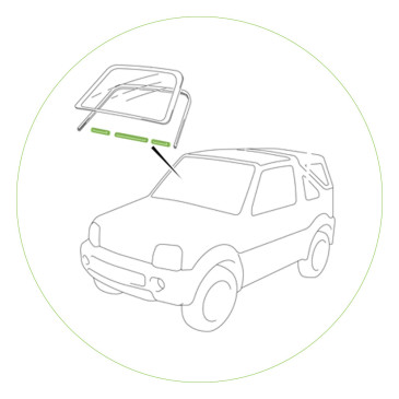 Cuneo in schiuma per parabrezza Suzuki Santana Jimny prima 2018