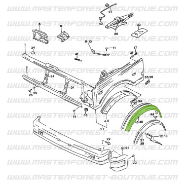 Extensión de aleta de chapa delantera derecha Suzuki Santana Samurai
