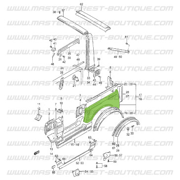 Panneau latéral arrière gauche Suzuki Santana Samurai bâché châssis court