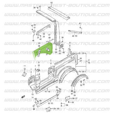 Pannello laterale posteriore destro Suzuki Santana Samurai soft-top a telaio corto