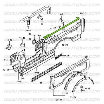 Parte superior do painel traseiro do lado direito Suzuki Santana Samurai chassis longo