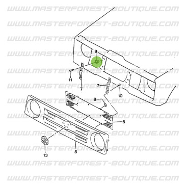 Dado di fissaggio per griglia in plastica con logo "S" Suzuki Samurai 413