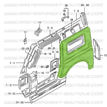 Hinteres rechtes Seitenblech Suzuki Santana Samurai, Blech, kurzer Radstand