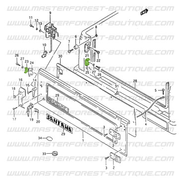 Guide de porte arrière Suzuki Santana Samurai 410 413