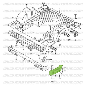 Pezzo terminale di paraurti posteriore destro Suzuki Santana Samurai lunghe