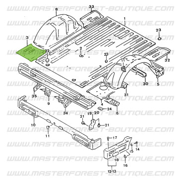 Suzuki Samurai longo traseiro do chão do porta-bagagens, esquerda