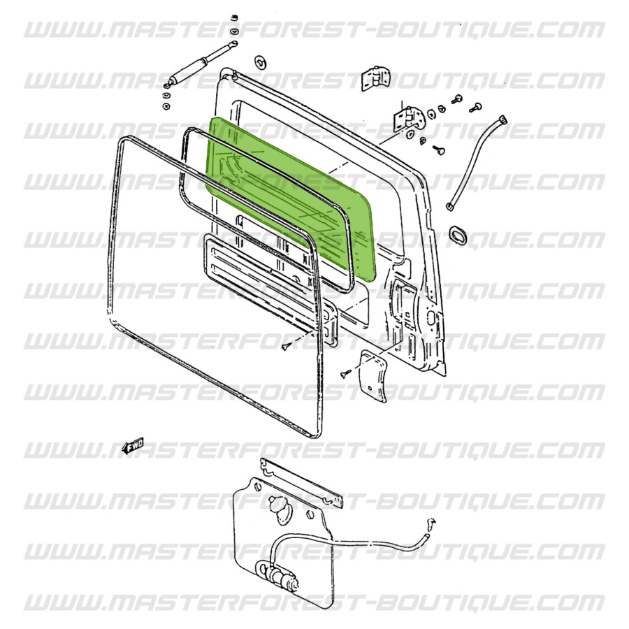希少 Santa by Bay Window trim a  ジャンク品 Green tinted rear windows, Suzuki Santana Samurai metal top